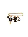 Brocha imperdible gatito negro y estrella azul