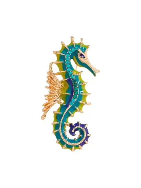 Broche esmalte caballito mar