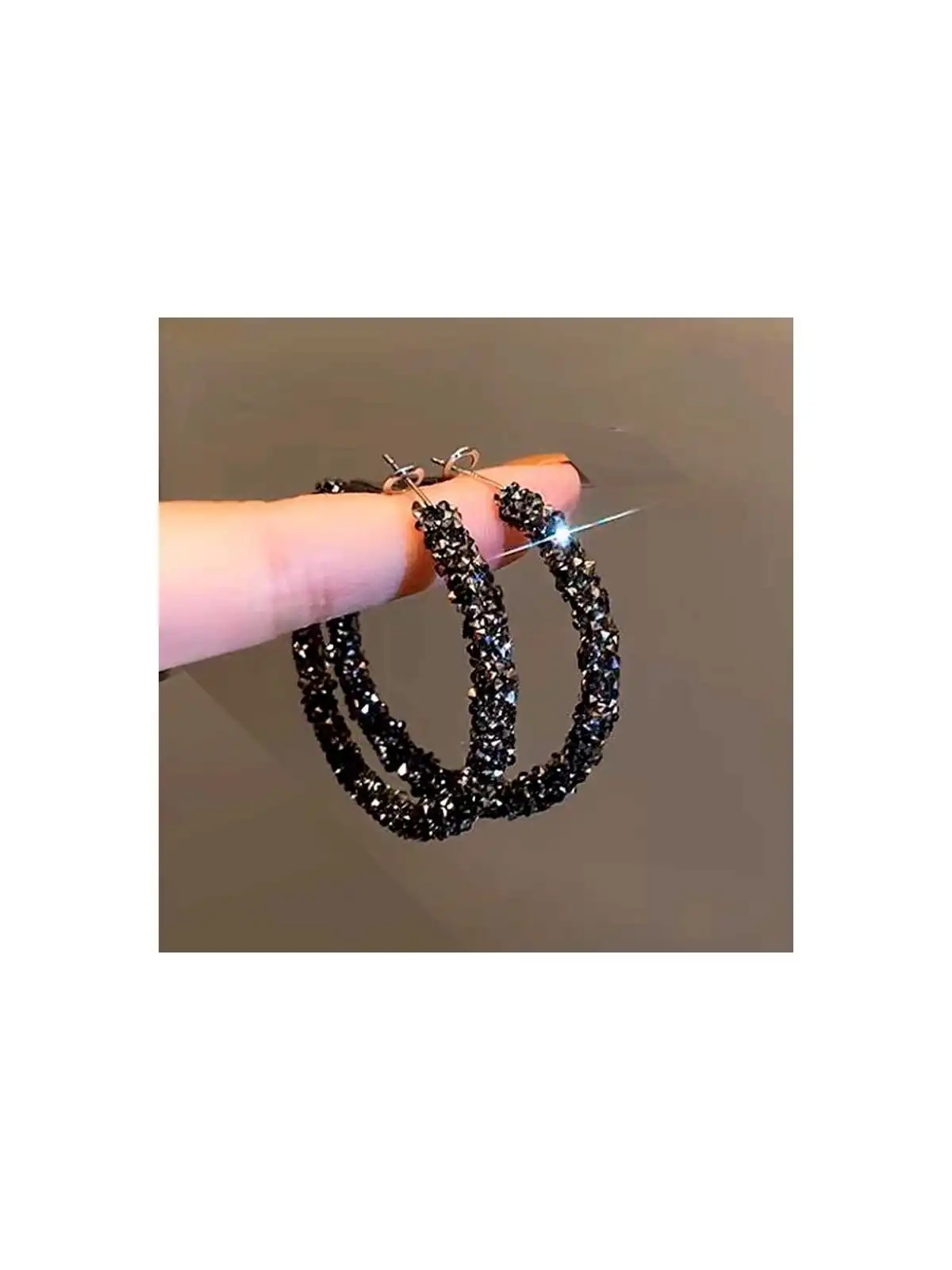 Pendientes argolla de circonitas negras