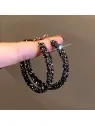 Pendientes argolla de circonitas negras