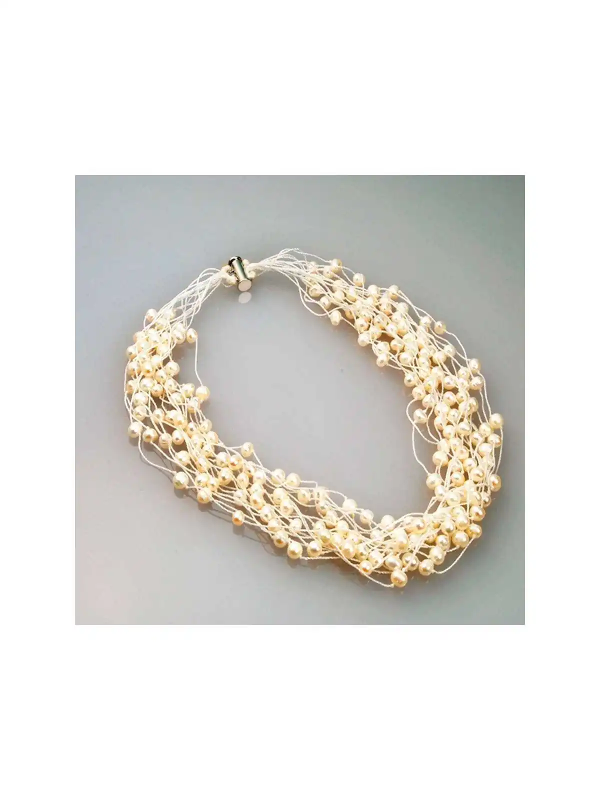 precioso collar gargantilla con multihilos de perlas naturales