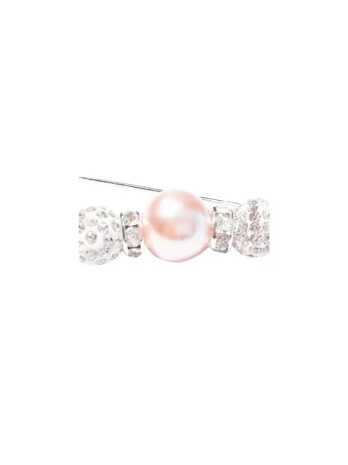 Detalle broche circonitas y perla rosa