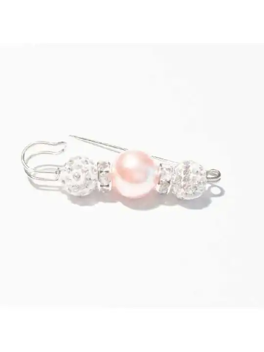 Broche imperdible circonitas y perla rosa