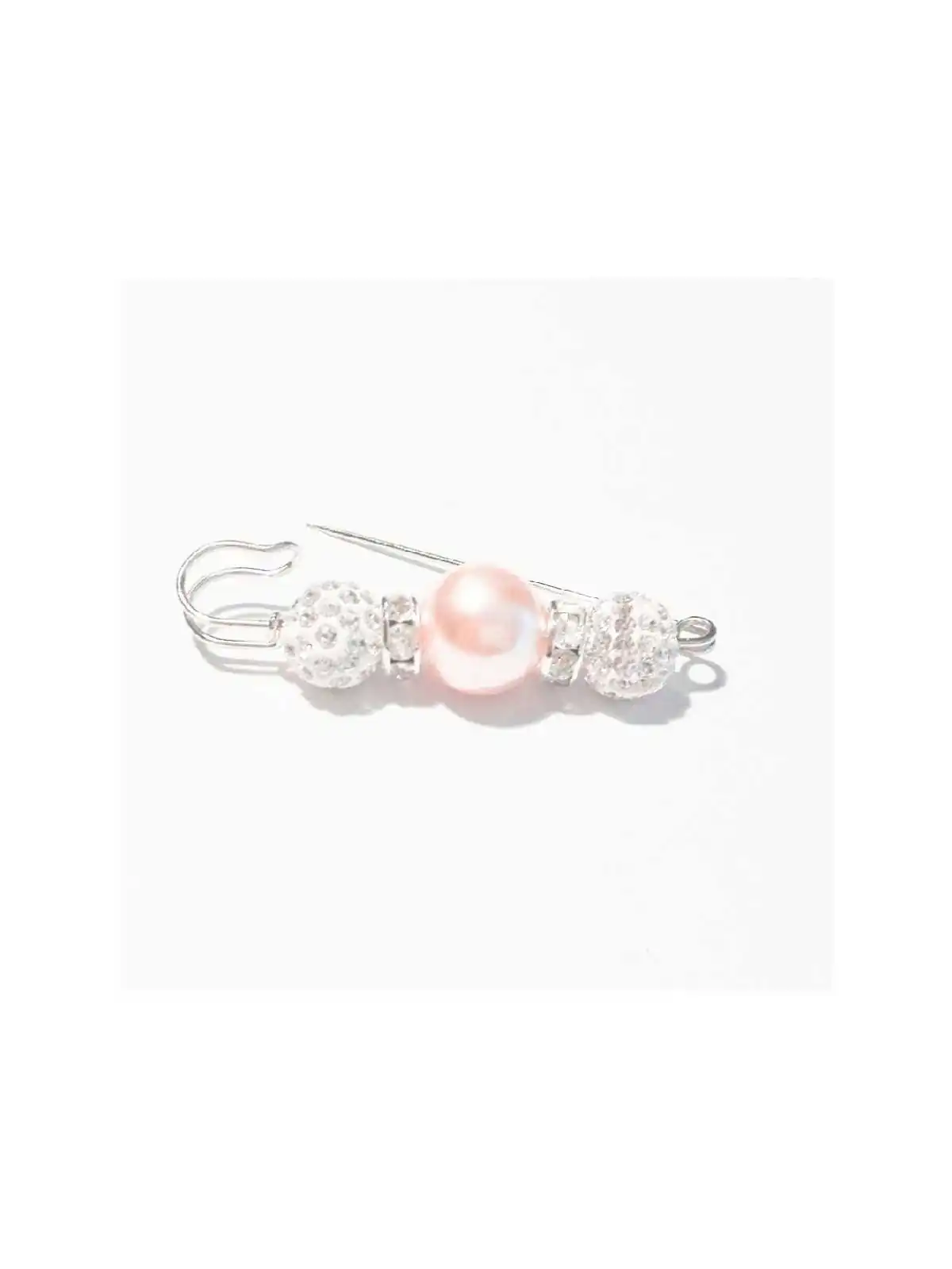 Broche imperdible circonitas y perla rosa