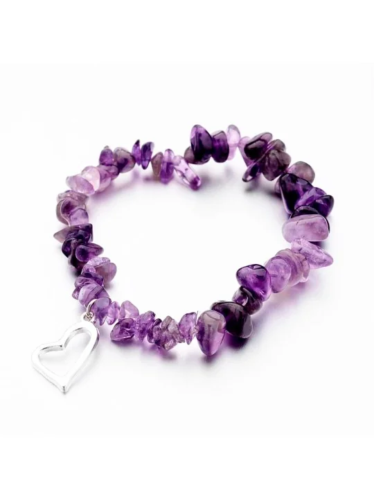 Brazalete Chips Semipreciosas con Corazón
