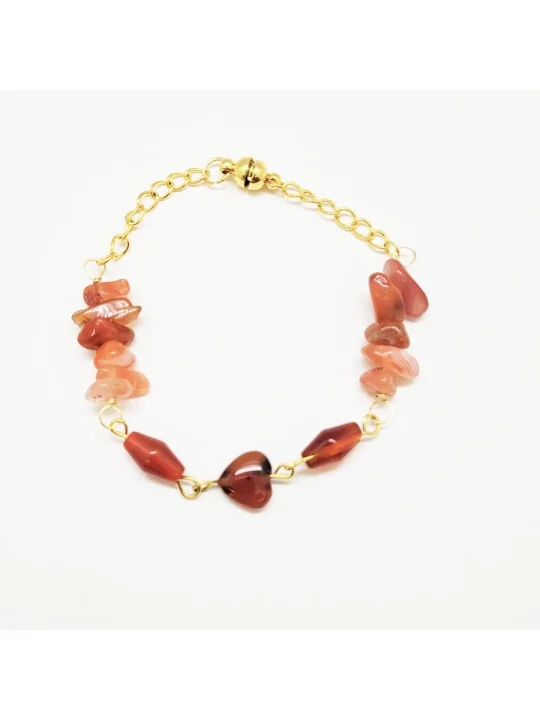 Brazalete de Cornalinas con Corazón Rojo