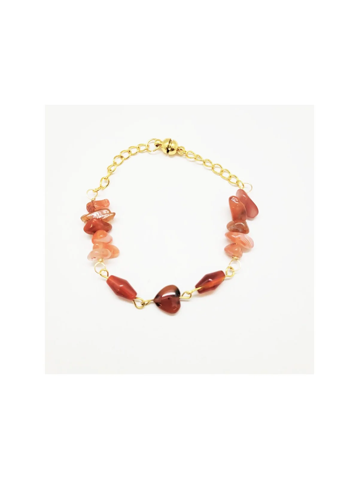 Brazalete de Cornalinas con Corazón Rojo