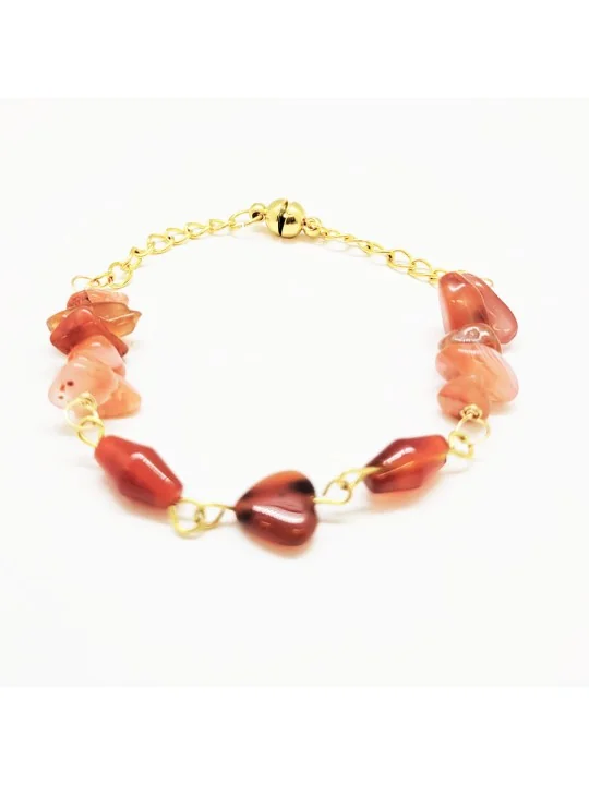 Brazalete de Cornalinas con Corazón Rojo