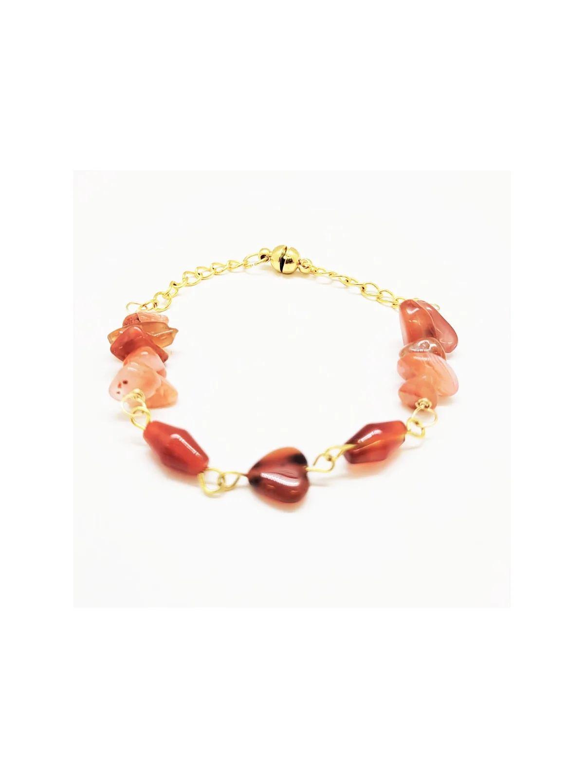 Brazalete de Cornalinas con Corazón Rojo