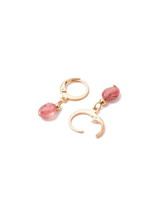 Pendientes Cuarzo Fresa