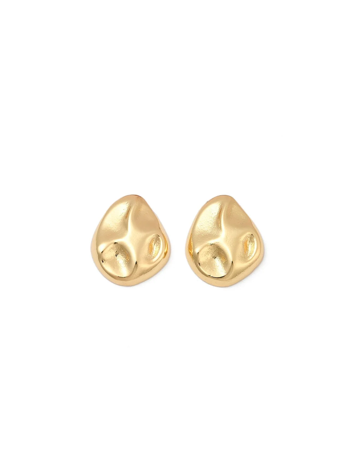 Pendiente Botón Dorado Ondas