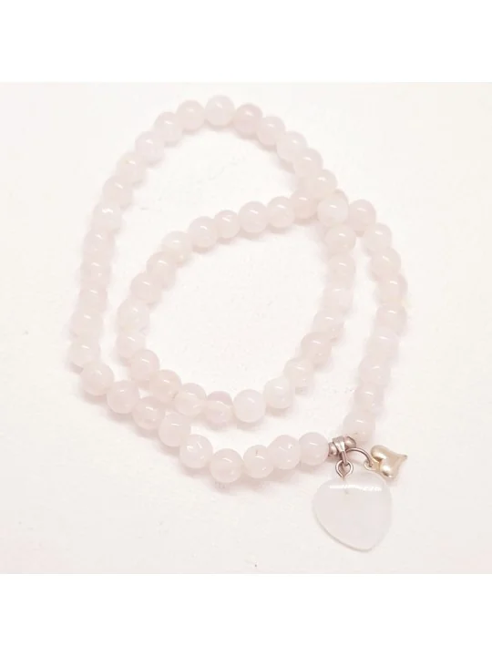 Pulsera Doble de Cuarzo Rosa