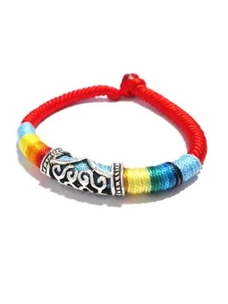 Pulsera tejida de seda multicolor