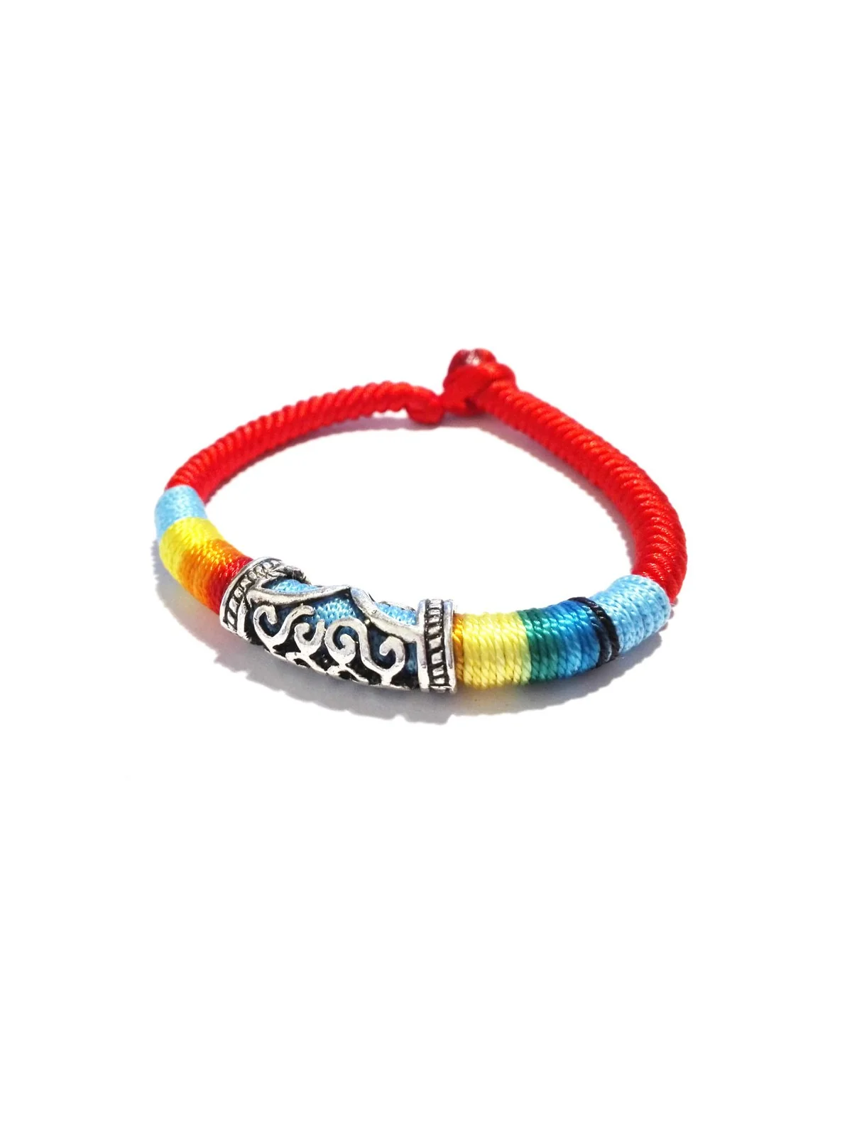 Pulsera tejida de seda multicolor