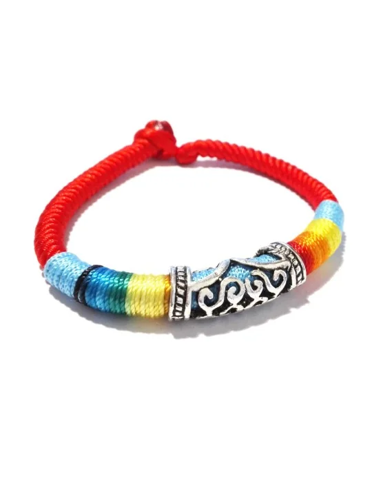 Pulsera tejida de seda multicolor