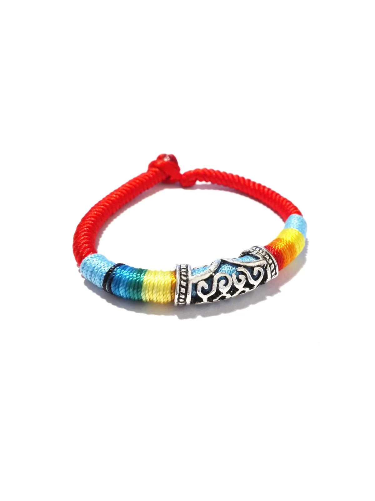 Pulsera tejida de seda multicolor