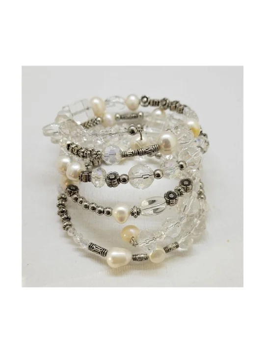 Pulsera Memoria SinFin Cristales y Perlas