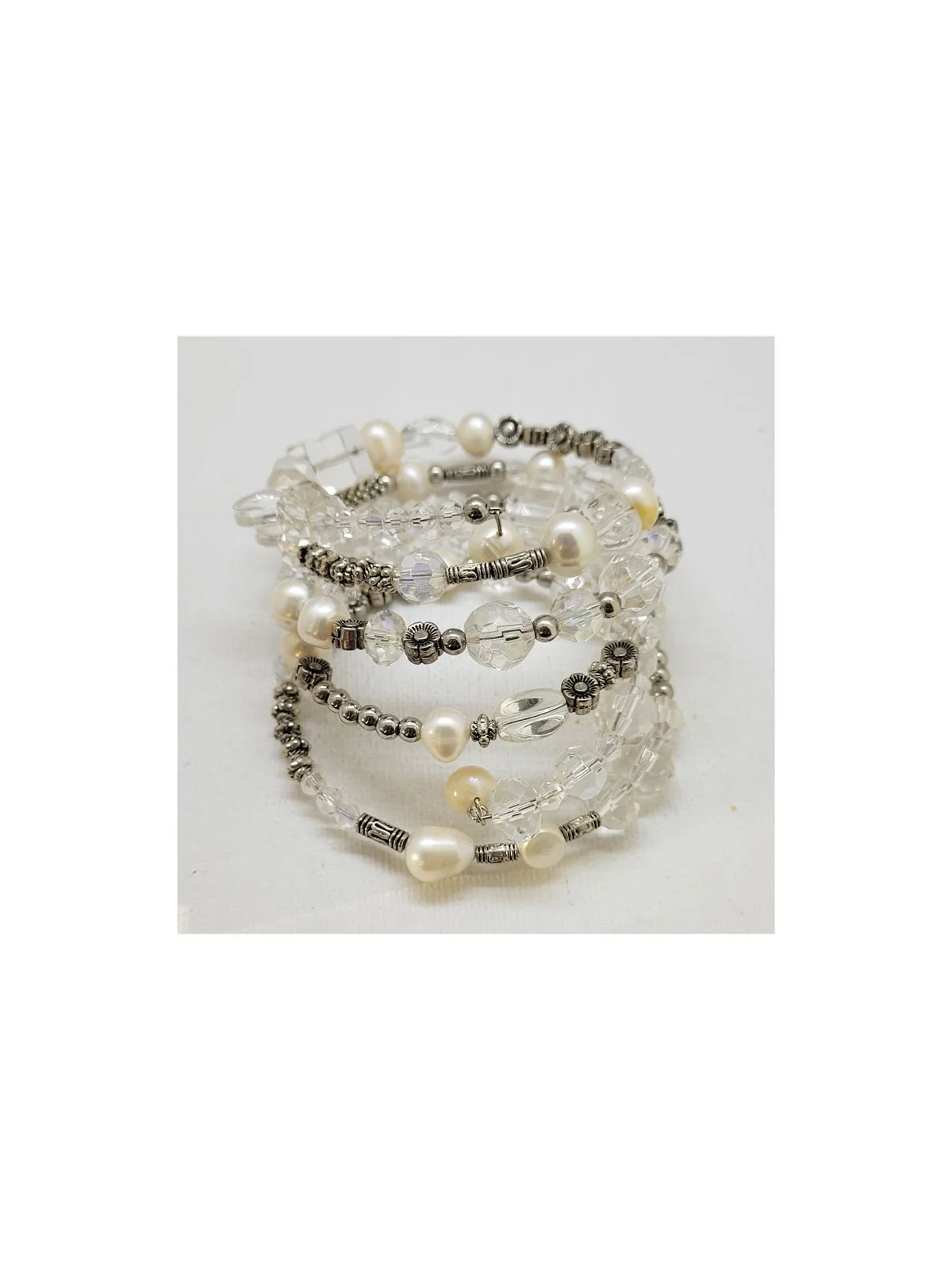 Pulsera Memoria SinFin Cristales y Perlas