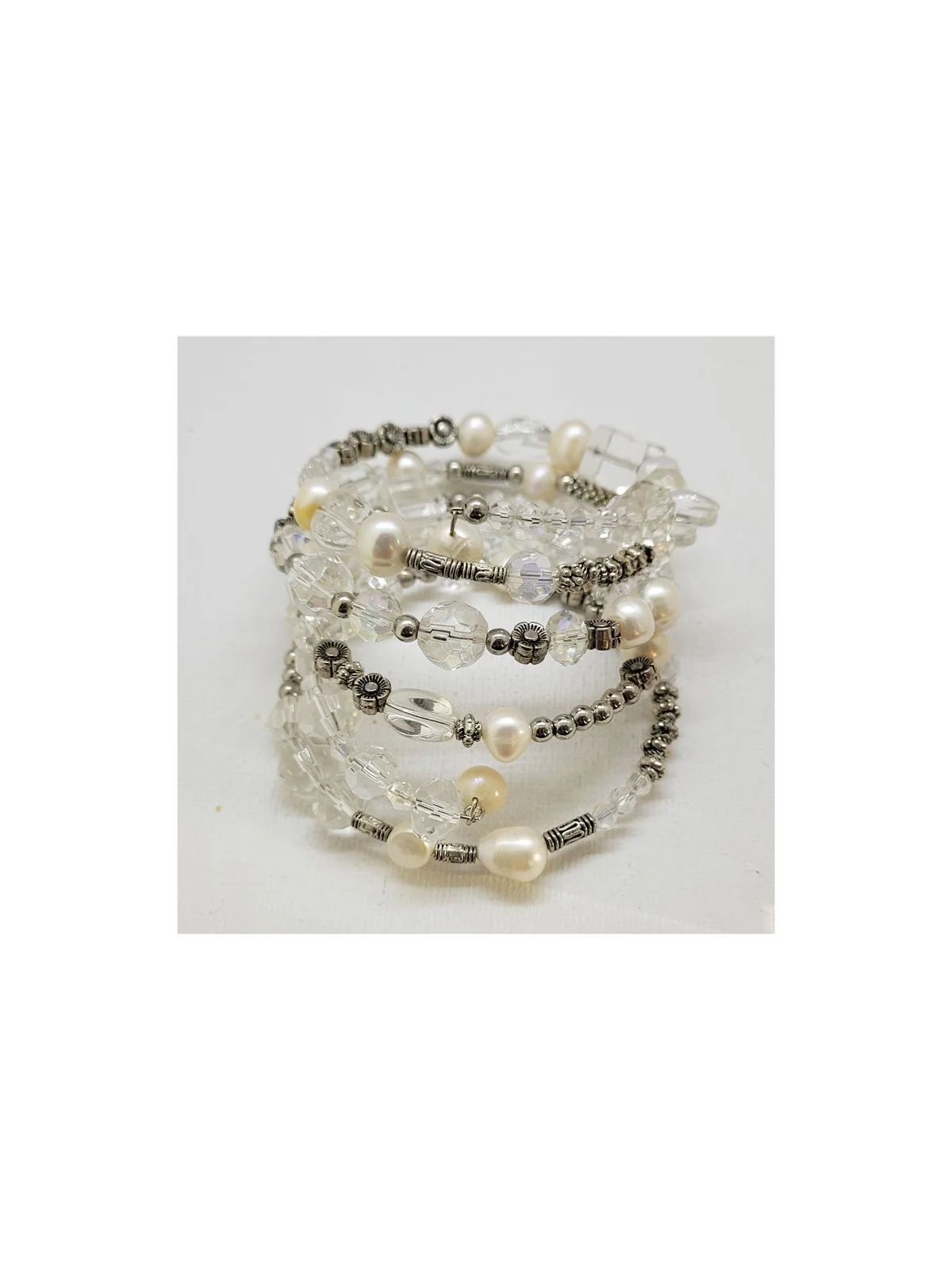 Pulsera Memoria Sin Fin 4 Vueltas Cristales Violeta