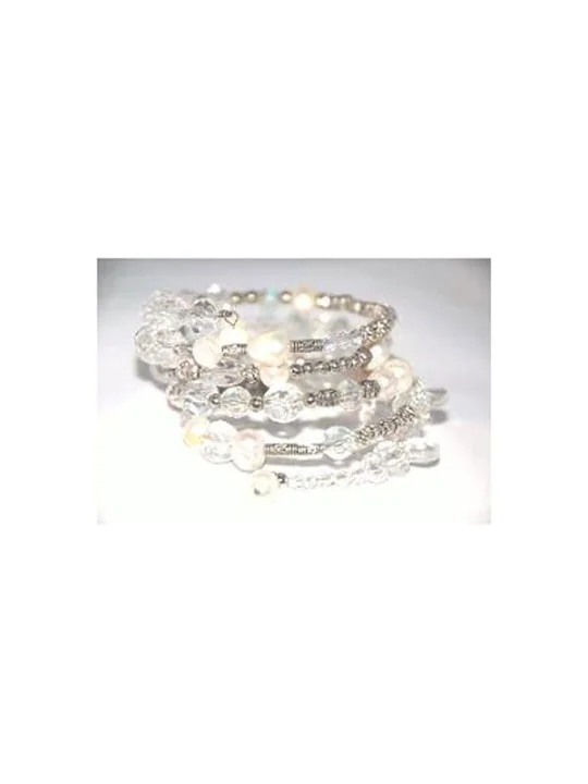 Pulsera Memoria Sin Fin 4 Vueltas Cristales Violeta