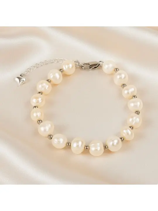 pulsera de perlas blancas nacaradas