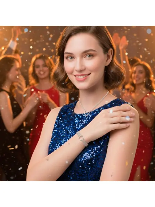 delicada pulsera con corazón y múltiples cadenas delicada pulsera con corazón y múltiples cadenas