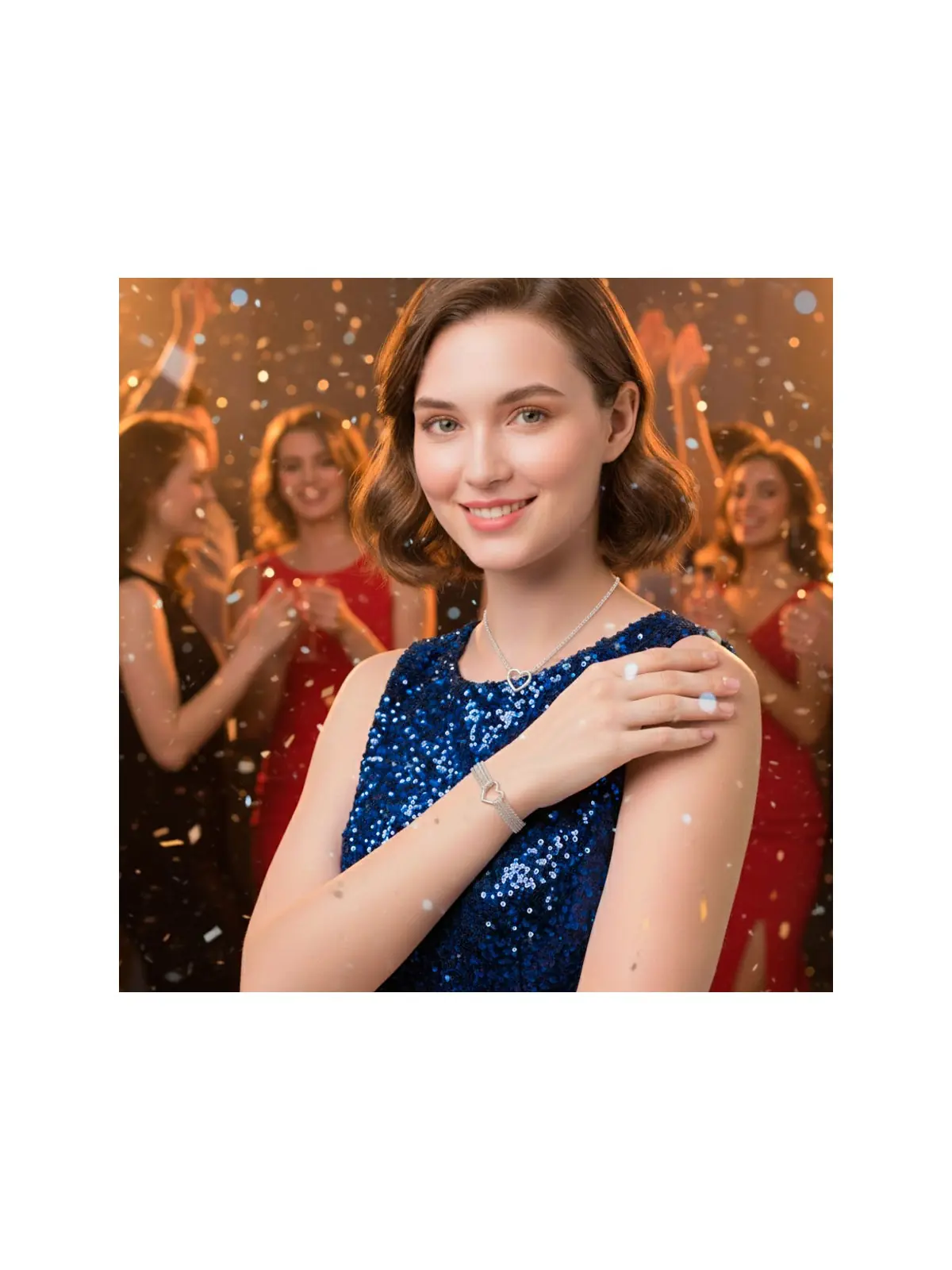 delicada pulsera con corazón y múltiples cadenas delicada pulsera con corazón y múltiples cadenas