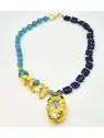 precioso collar de turquesas y lapislazuli naturales con colgante central precioso collar de turquesas y lapislazuli naturales con colgante central