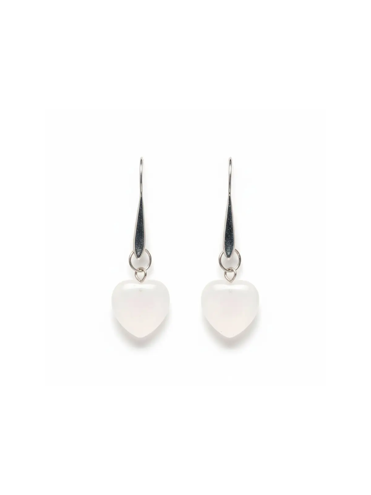 preciosos Preciosos pendientes con charms de cuarzo blanco natural en forma de corazón