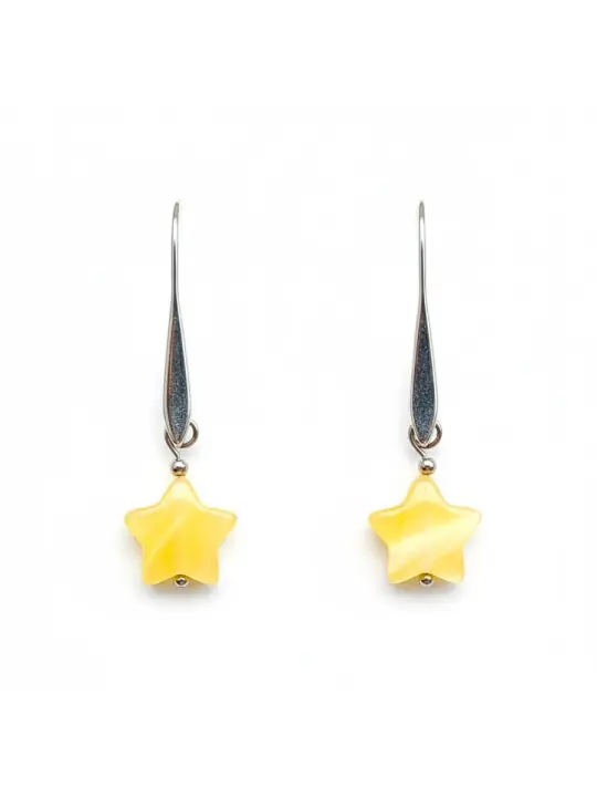 pendientes con charms de piedra de gato amarillo en forma de estrella