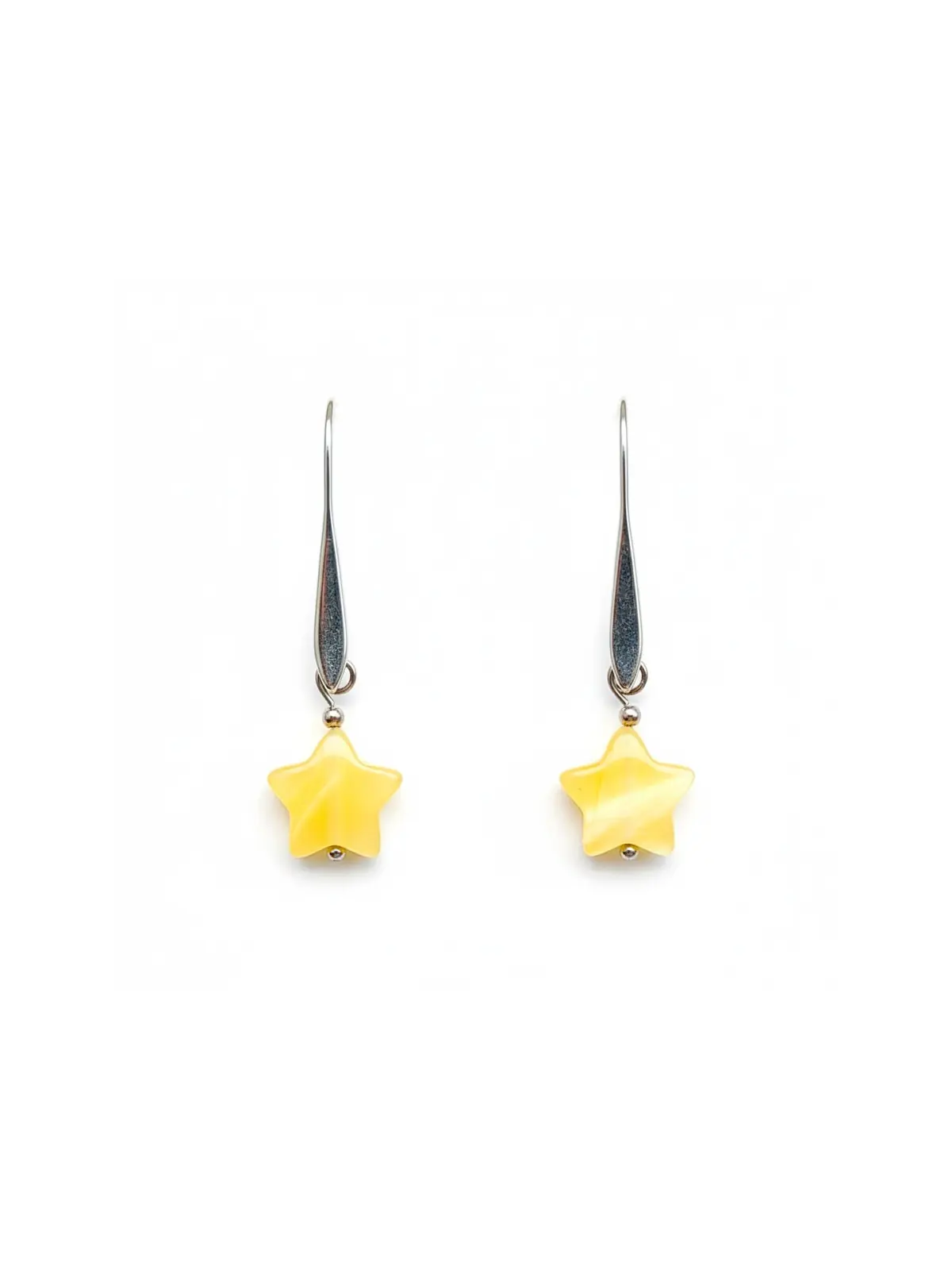 pendientes con charms de piedra de gato amarillo en forma de estrella