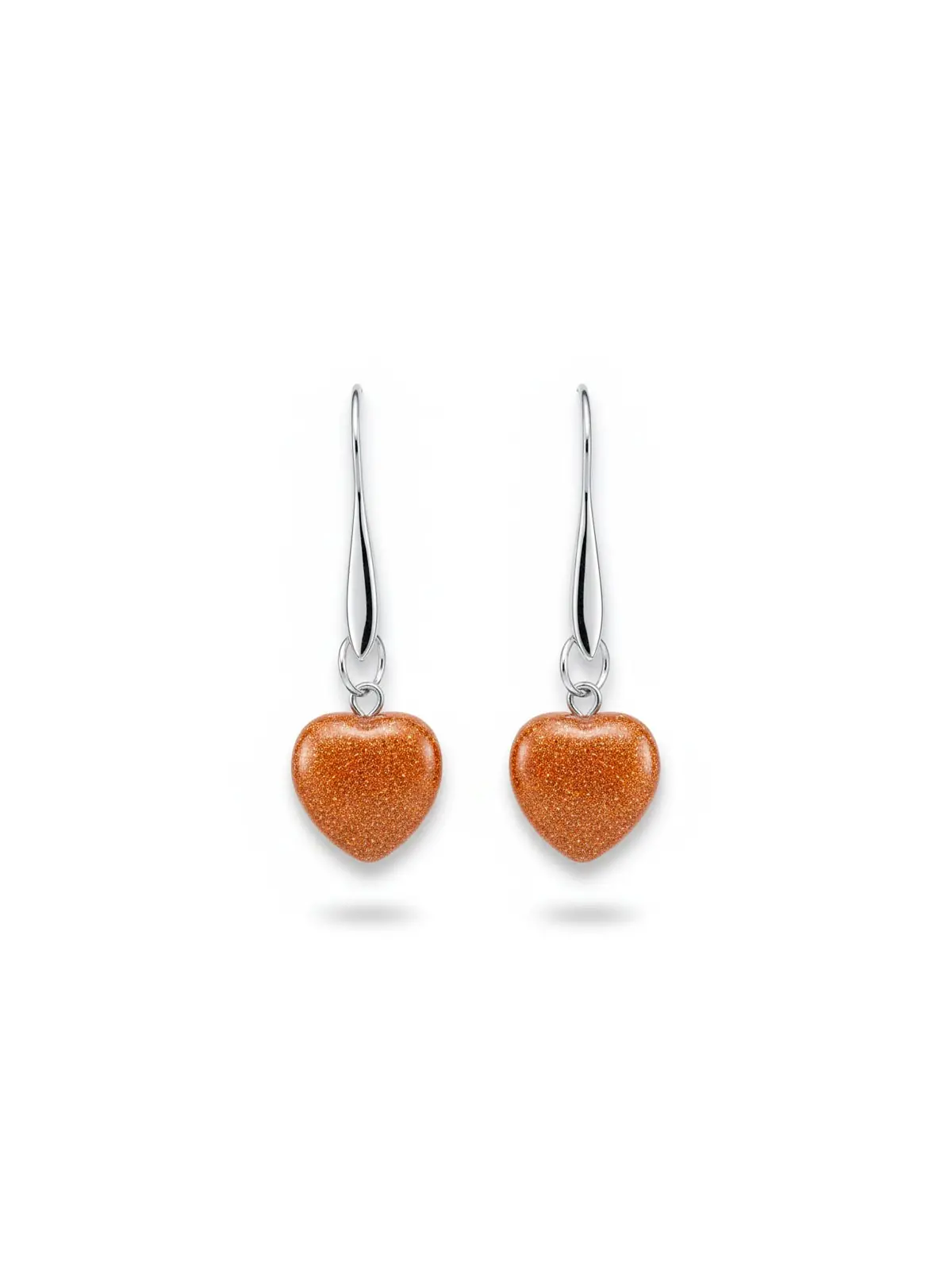 pendientes con charms de piedra del sol natural con forma de corazón