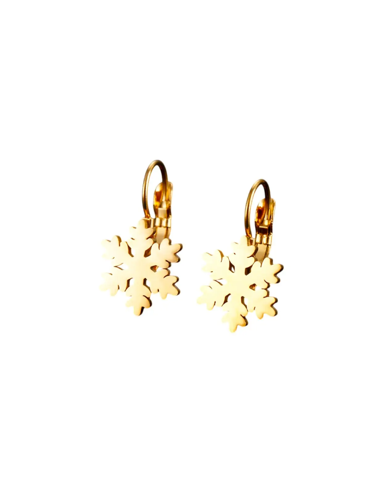 preciosos pendientes dorados estrella de nieve