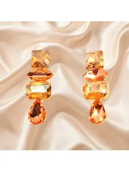 Pendientes XL cristal austríaco tonos champan y melocotón