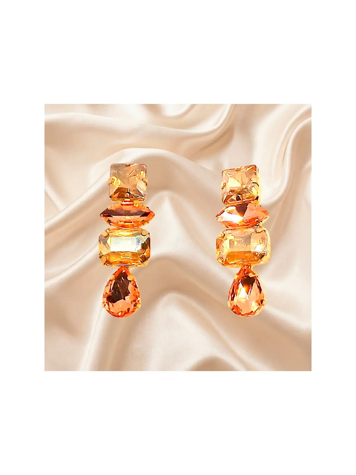 Pendientes XL cristal austríaco tonos champan y melocotón